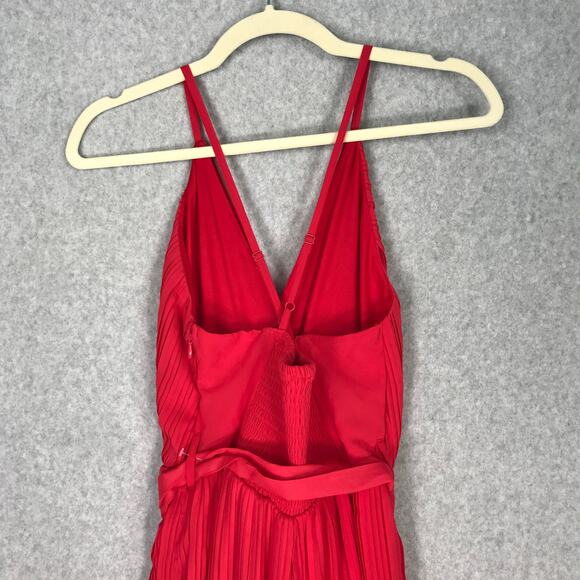 Beyond Words Jumpsuit Womens XS Red Wrap Pleated Belt Resort Flowy Coastal Rodeo - Picture 9 of 11